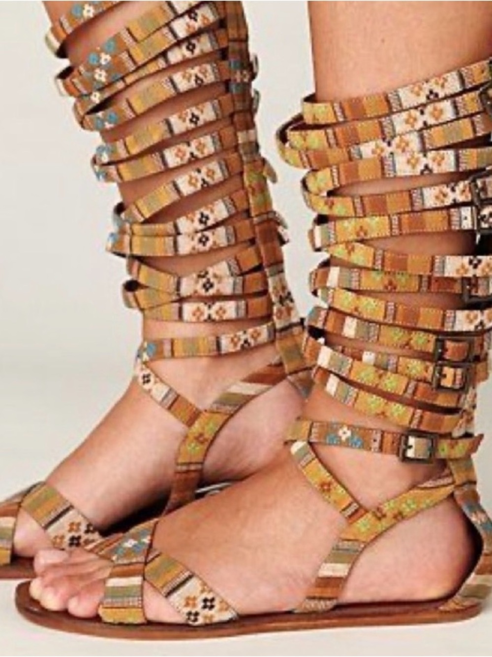 FREE PEOPLE Rare jeffery campbell romana FP tribal print sandals